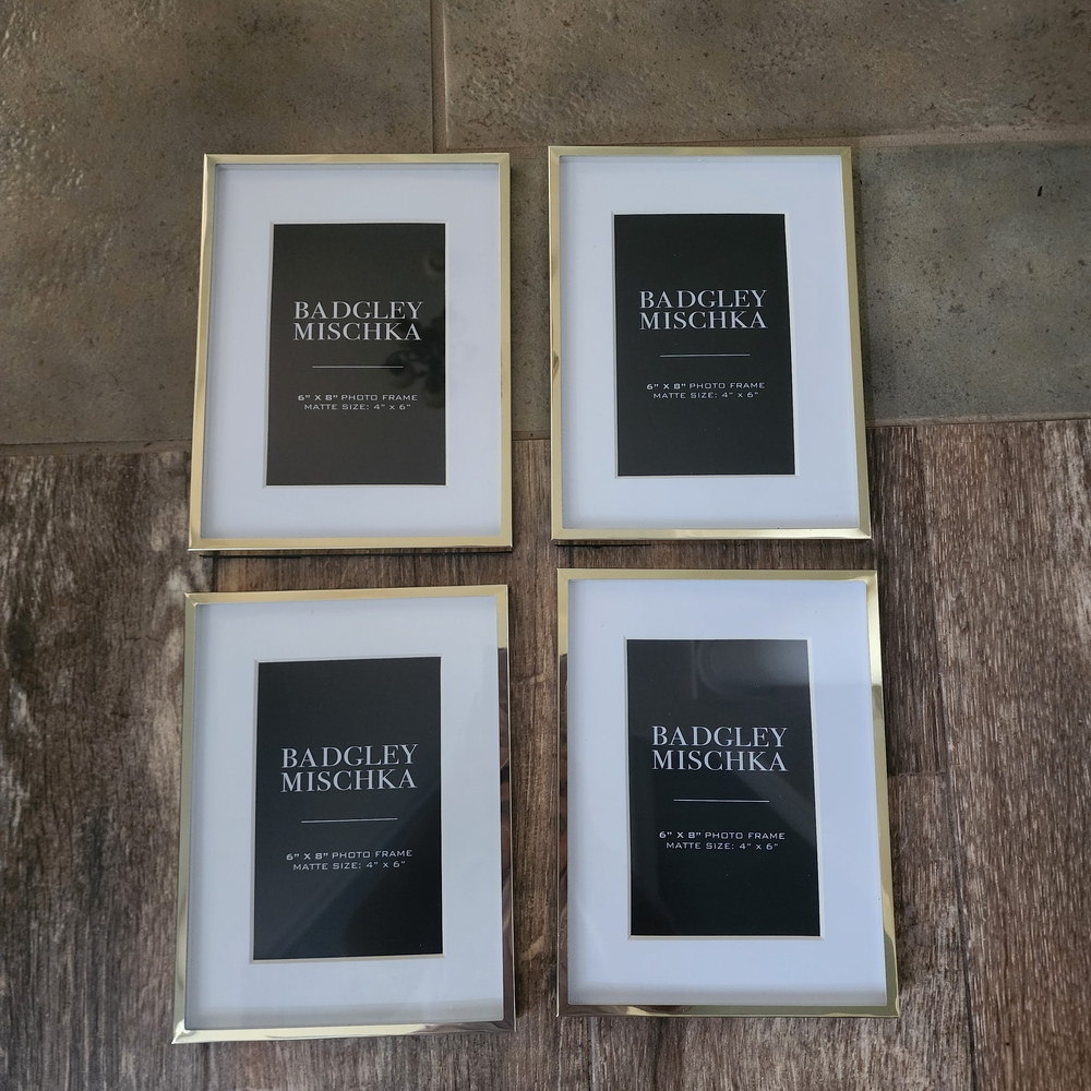 Badgley Mischka Gold and White Double-Matte Photo Frames - Set of 4